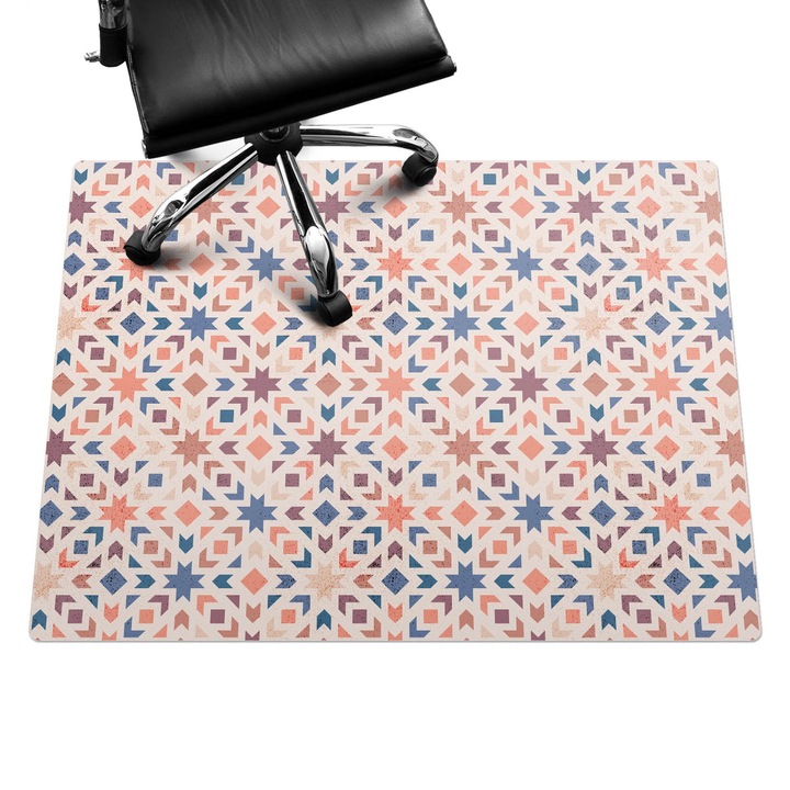 Székalátét, Wallfluent, Geometrikus retro minta, Rózsaszín, 120x90 cm, 010250310020100033487