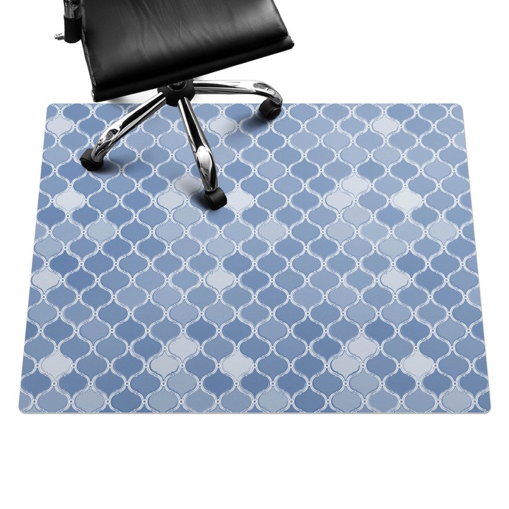 Szék alátét szőnyeg, Wallfluent, Geometriai minta, Kék, 120x90 cm, 010250310020100033548