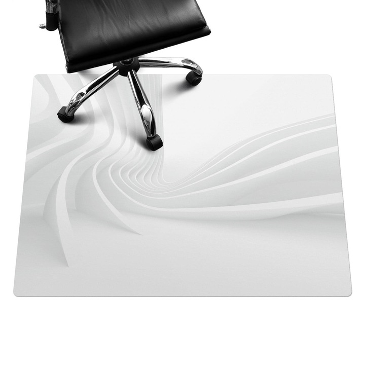 Szék alátét szőnyeg, Wallfluent, Futurisztikus hullámok, Fehér, 120x90 cm, 010250310020100056563