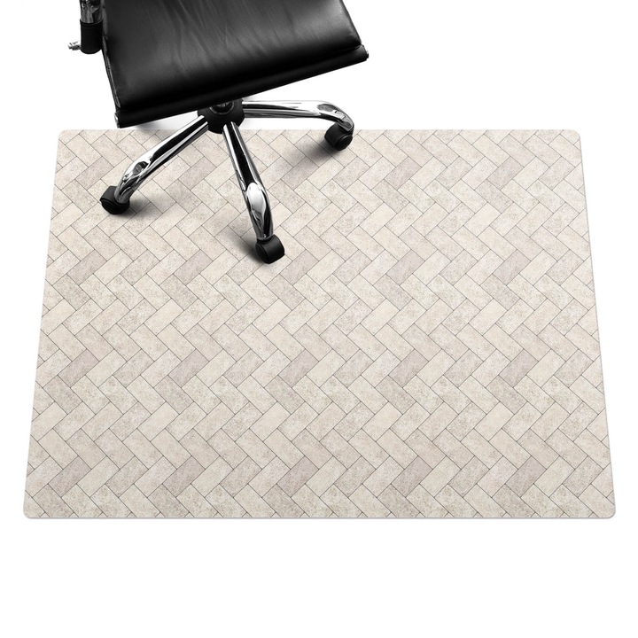 Szék alátét szőnyeg, Wallfluent, Halszálkás csempe minta, Bézs, 120x90 cm, 010250310020100033503