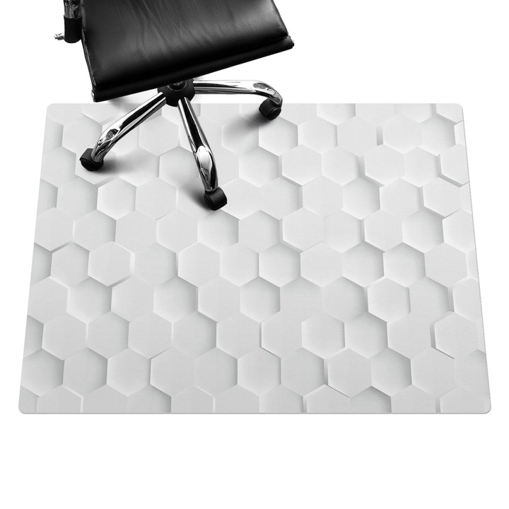 Szék szőnyeg, Wallfluent, 3D méhsejt, Fehér, 120x90 cm, 010250310020100056566