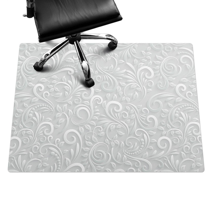 Székalátét, Wallfluent, Elegáns levéldísz, Szürke, 120x90 cm, 010250310020100033982