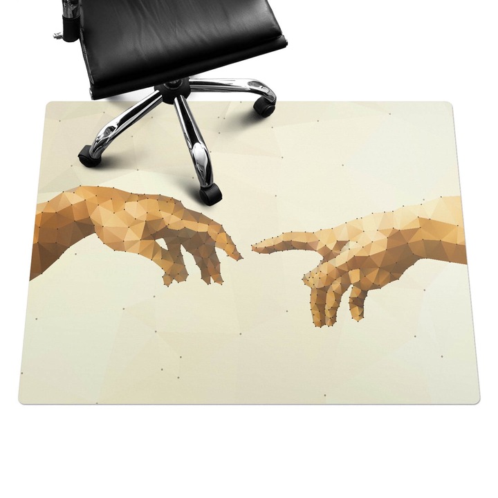 Szék alátét szőnyeg, Wallfluent, Geometrikus kezek, Bézs, 120x90 cm, 010250310020100074903