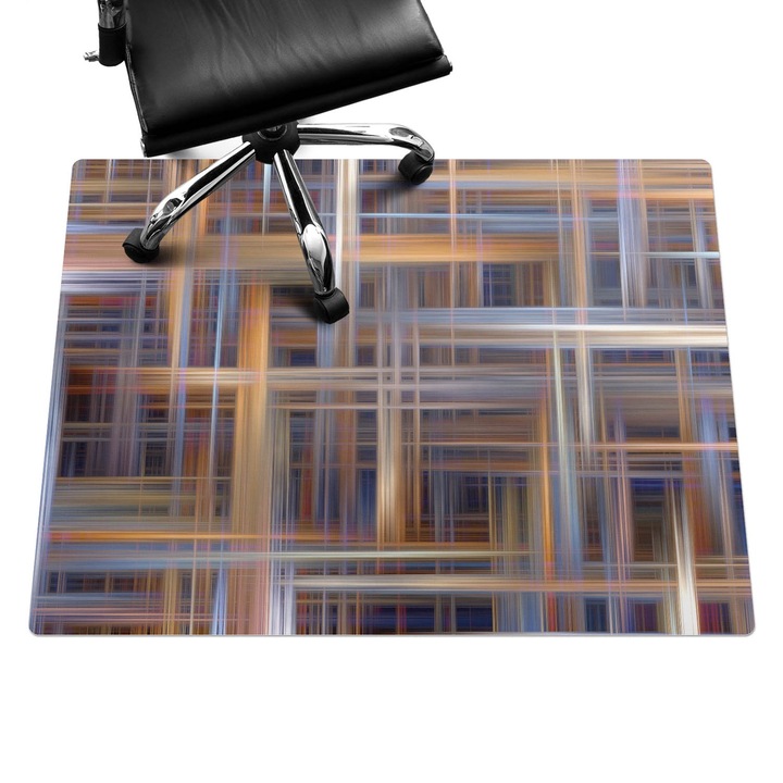 Szék alátét szőnyeg, Wallfluent, Geometrikus vonalszövés, Barna, 120x90 cm, 010250310020100075121