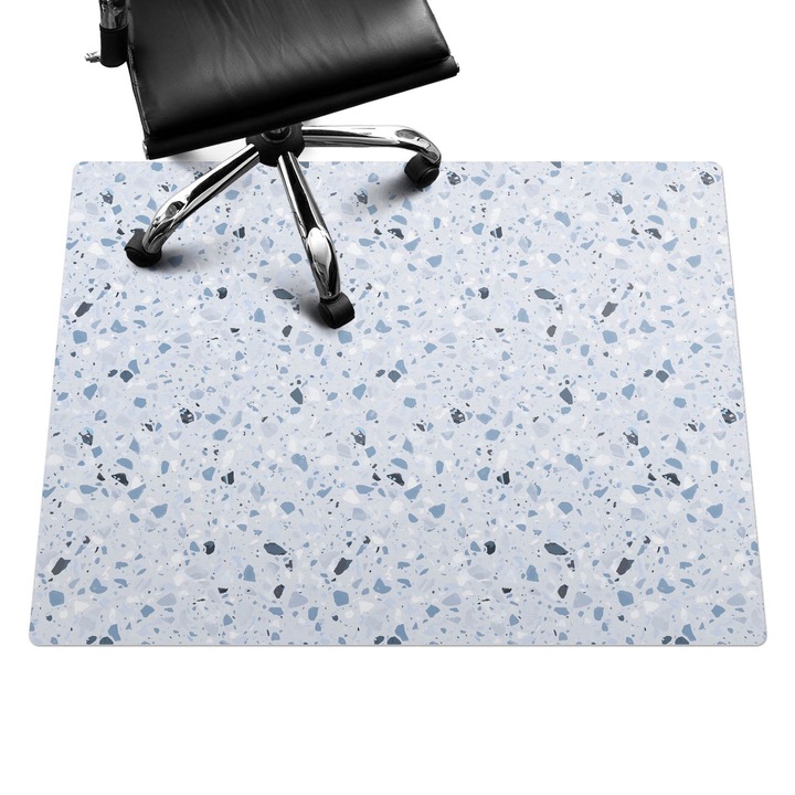Irodai szék szőnyeg, Wallfluent, Terrazzo mozaik, Kék, 120x90 cm, 010250310020100033535