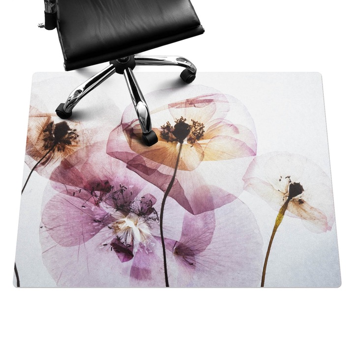 Szék alátét szőnyeg, Wallfluent, Éteri virágok, Rózsaszín, 120x90 cm, 010250310020100075178