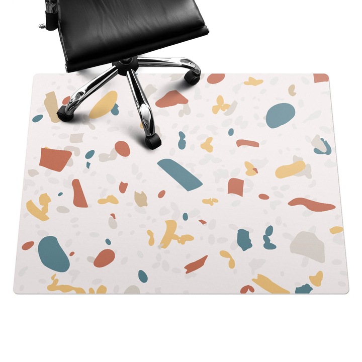 Szék alátét szőnyeg, Wallfluent, Terrazzo absztrakció, Krémszín, 120x90 cm, 010250310020100077425