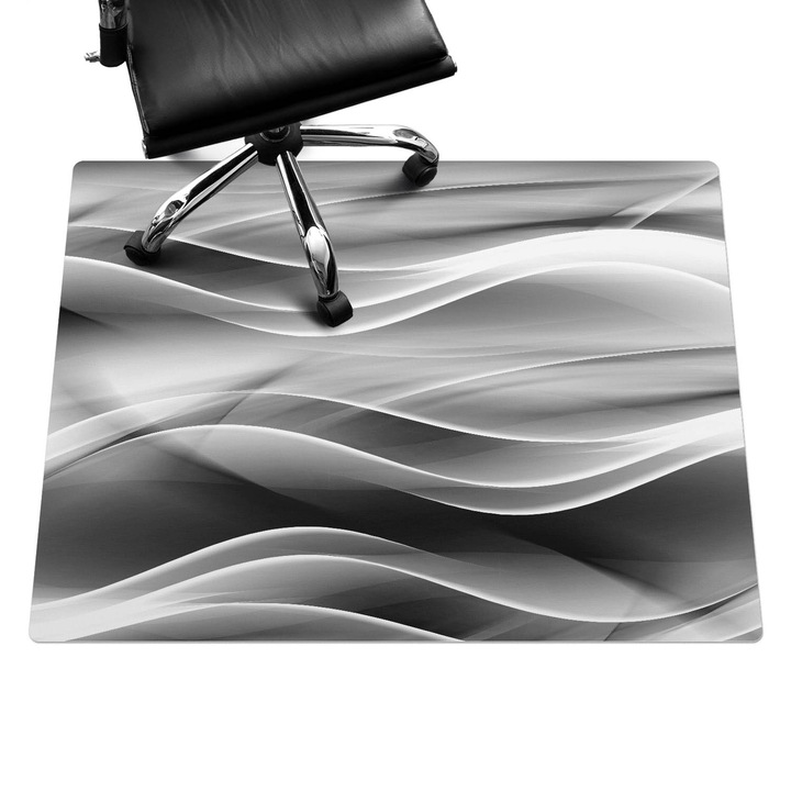 Szék szőnyeg, Wallfluent, Gyengéd hullámok, Fekete és fehér, 120x90 cm, 010250310020100077376