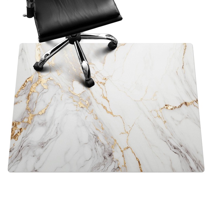 Padlóvédő székalátét, Wallfluent, Márvány erek, Fehér, 120x90 cm, 010250310020100088301