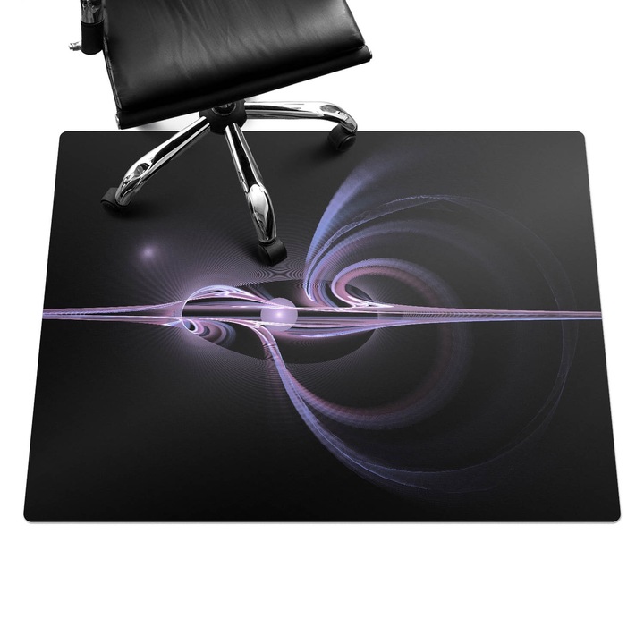 Íróasztal szék alátét, Wallfluent, Fraktál spirál, Fekete, 120x90 cm, 010250310020100273939