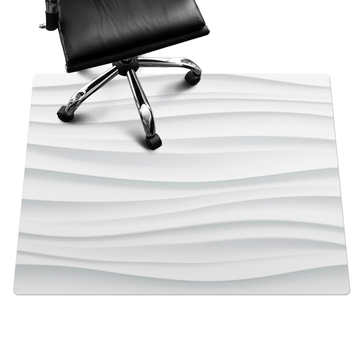 Székalátét, Wallfluent, Hullámos 3D vonalak, Fehér, 120x90 cm, 010250310020100088787