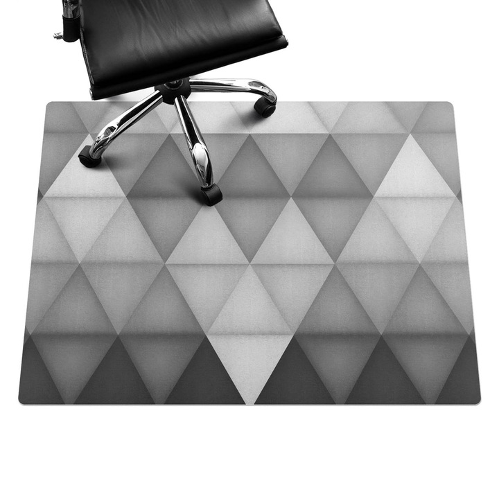 Covoras pentru protectie pardosea, Wallfluent, Triunghiuri geometrice, Gri, 120x90 cm, 010250310020100282509