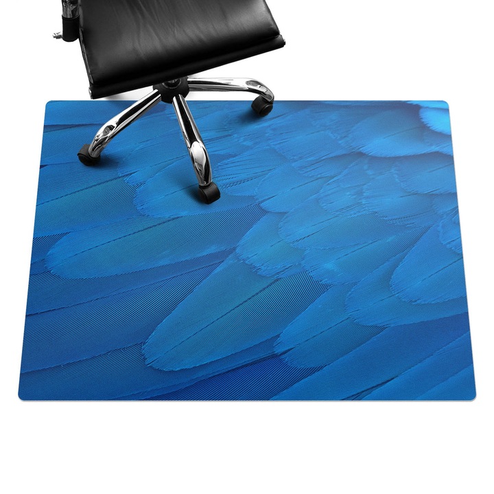 Protectie podea scaun, Wallfluent, Penele de pasari se inchid, Albastru, 120x90 cm, 010250310020100088596