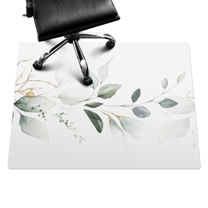 Székalátét, Wallfluent, Finom akvarell levelek, Zöld, 120x90 cm, 010250310020100088423