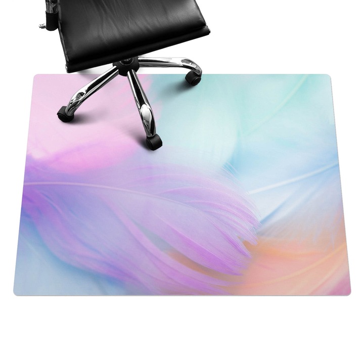 Irodai szék szőnyeg, Wallfluent, Pasztell tollak, Lila, 120x90 cm, 010250310020100088512