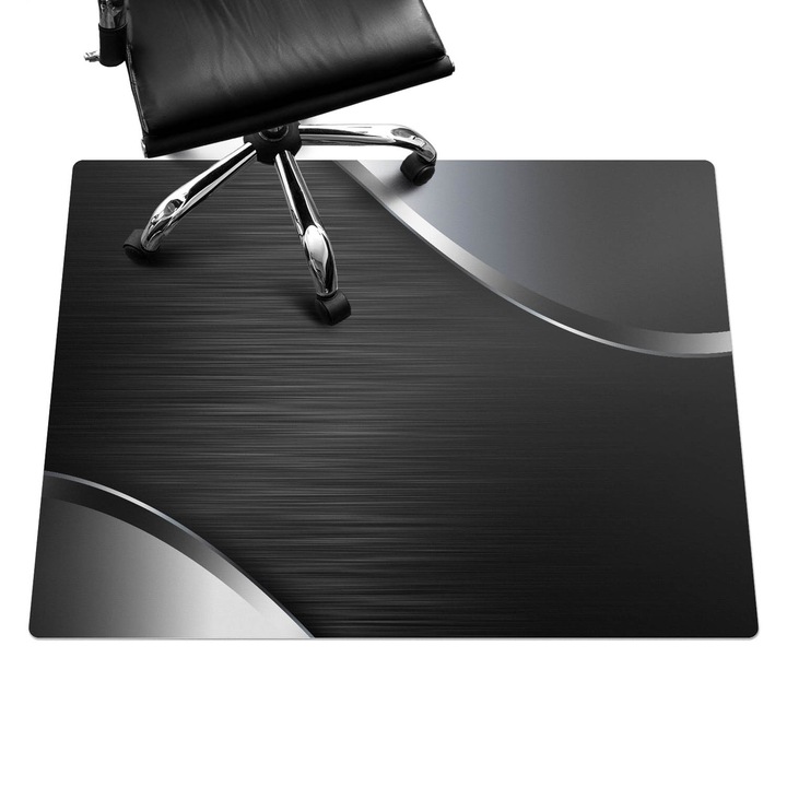Szék alátét szőnyeg, Wallfluent, Fémes hullámok, Fekete, 120x90 cm, 010250310020100274603