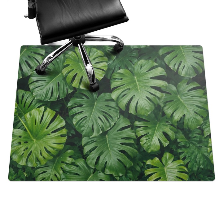 Székalátét, Wallfluent, Monstera levelek, Zöld, 120x90 cm, 010250310020100282585