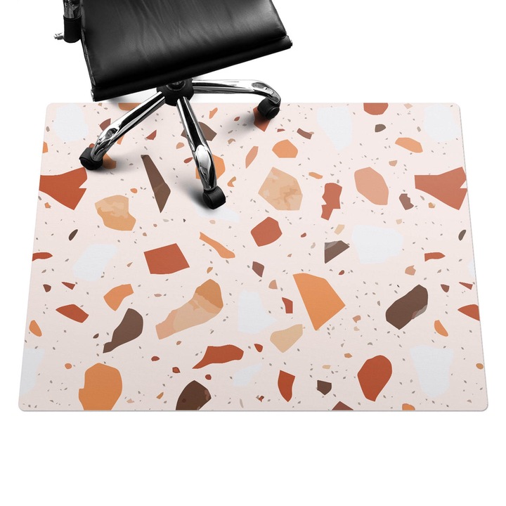 Padlóvédő székalátét, Wallfluent, Terrazzo absztrakt, Narancssárga, 120x90 cm, 010250310020100273987