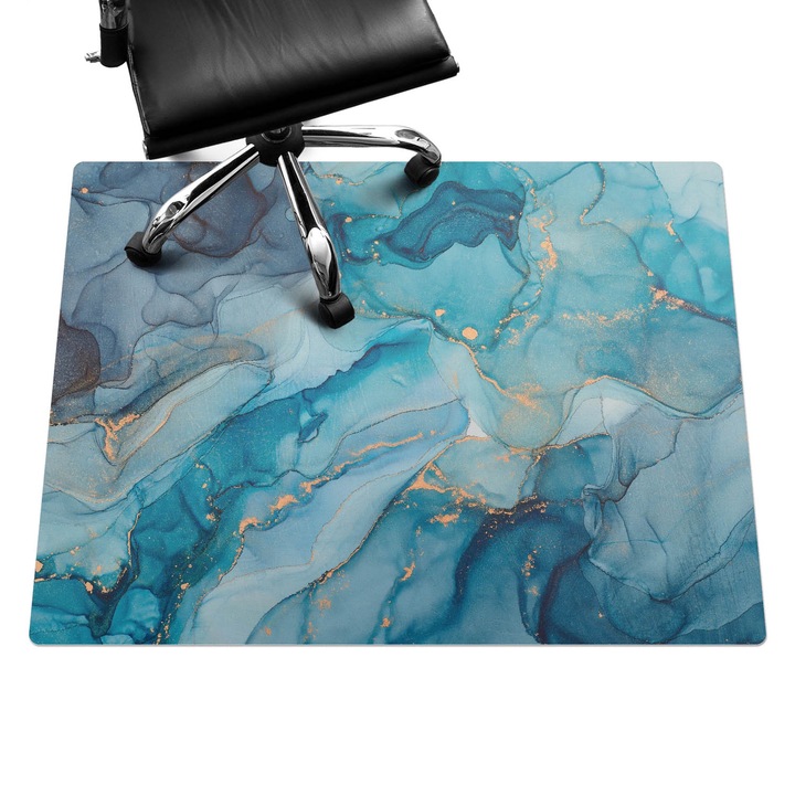 Íróasztal szék alátét, Wallfluent, Absztrakt óceán, Kék, 120x90 cm, 010250310020100282553