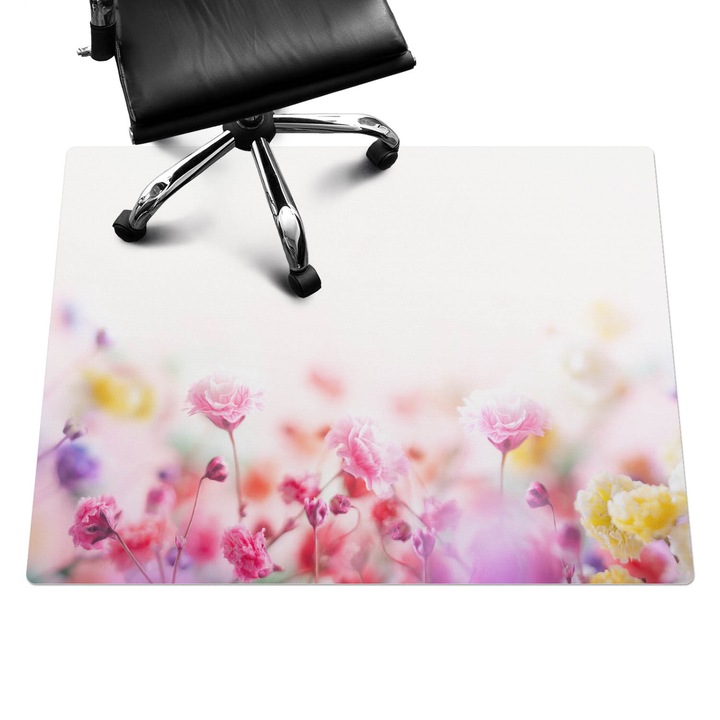 Székalátét, Wallfluent, Pasztell réti virágok, Rózsaszín, 120x90 cm, 010250310020100088501