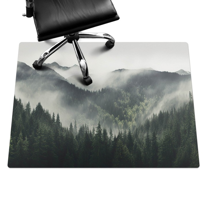 Irodai szék szőnyeg, Wallfluent, Köd az erdő felett, Zöld, 120x90 cm, 010250310020100088258