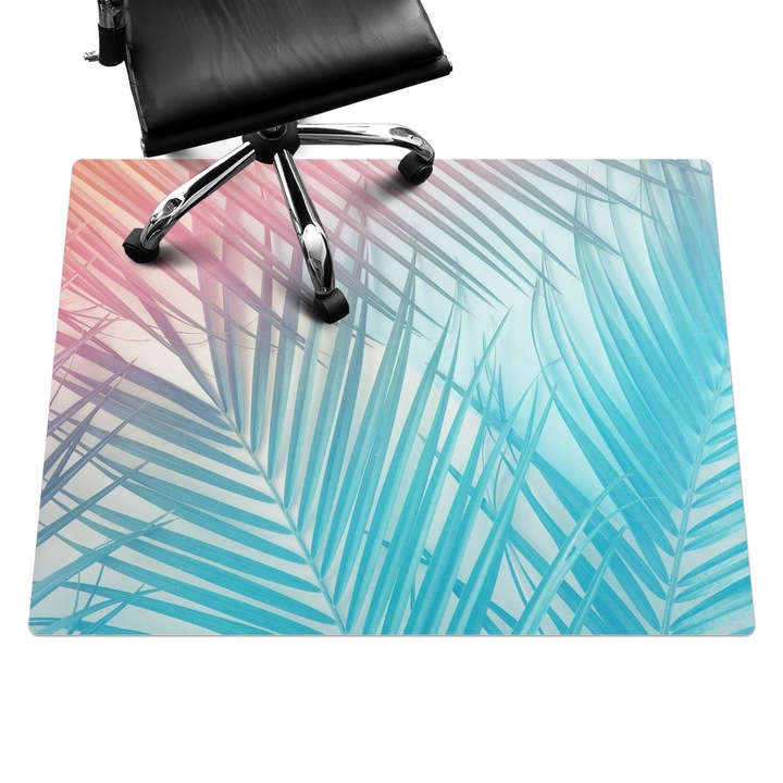 Padlóvédő székalátét, Wallfluent, Pasztell pálmalevél, Türkiz, 120x90 cm, 010250310020100088578