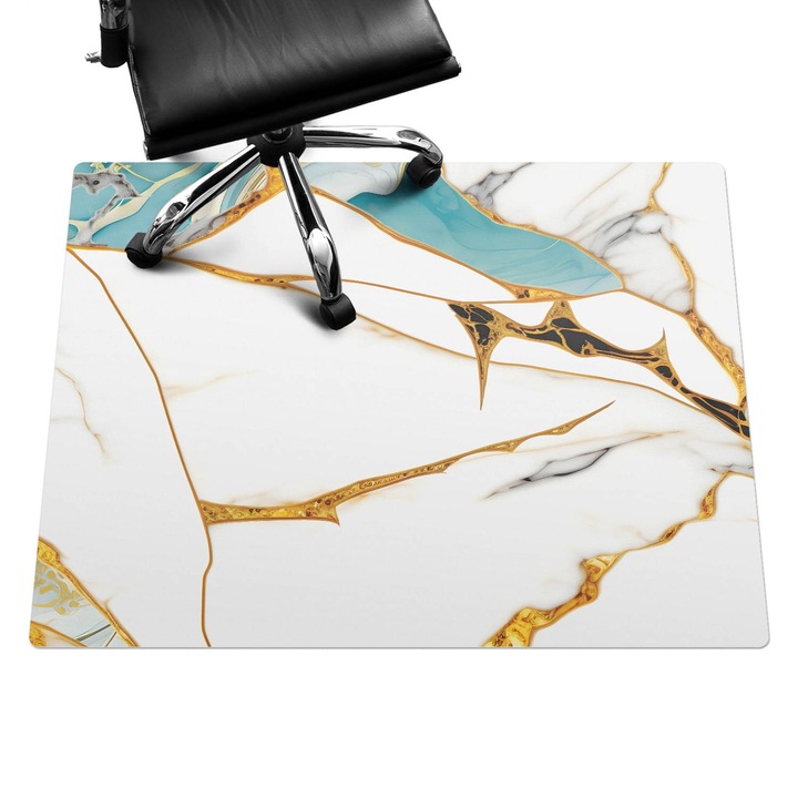 Szék szőnyeg, Wallfluent, Márvány minták, Fehér, 120x90 cm, 010250310020100282602