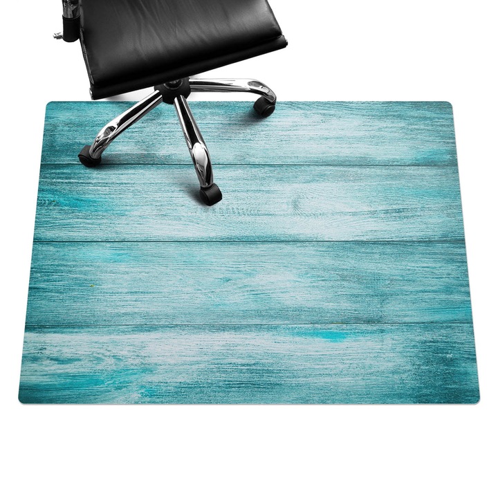 Íróasztal szék alátét, Wallfluent, Pasztell fa táblák, Türkiz, 120x90 cm, 010250310020100088510