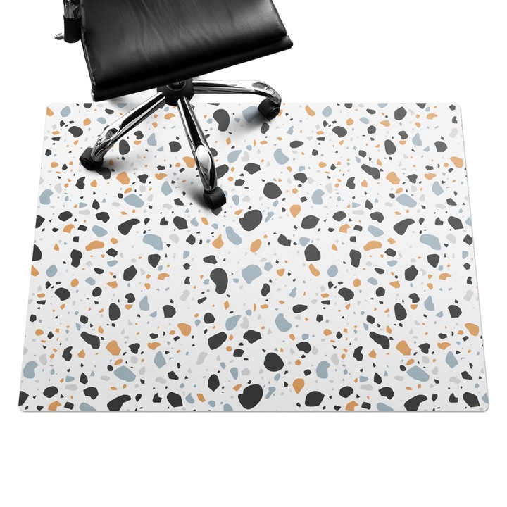 Irodai szék szőnyeg, Wallfluent, Terrazzo absztrakt, Többszínű, 120x90 cm, 010250310020100077421