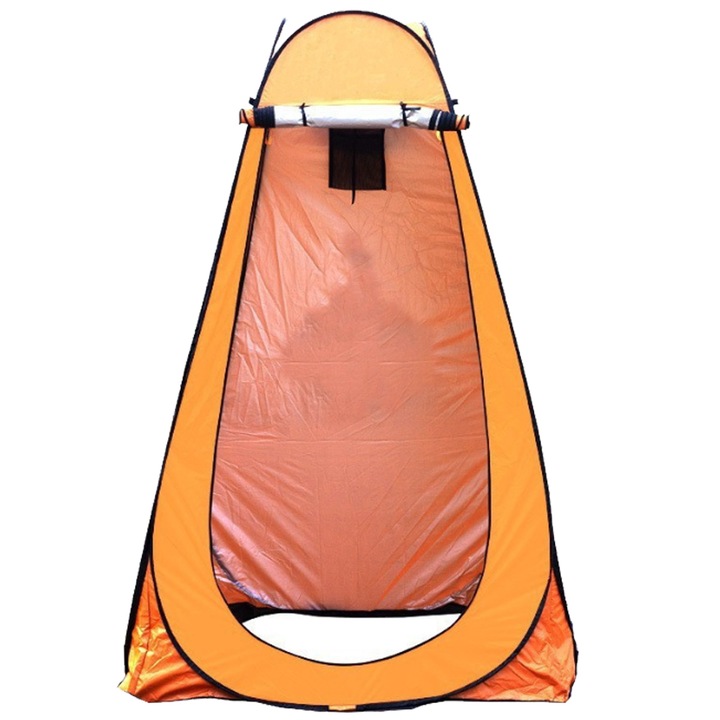 Палатка за душ/тоалетна Camping QttvbTna, Преносима, Водоустойчива, Тип Pop Up, Оранжева