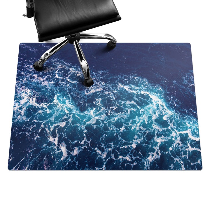 Covoras pentru protectie podea, Wallfluent, Valurile marii in miscare, Albastru, 120x90 cm, 010250310020100282624