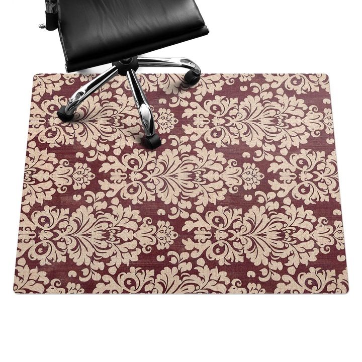 Szék alátét szőnyeg, Wallfluent, Klasszikus dísz, Bordó, 120x90 cm, 010250310020100281955