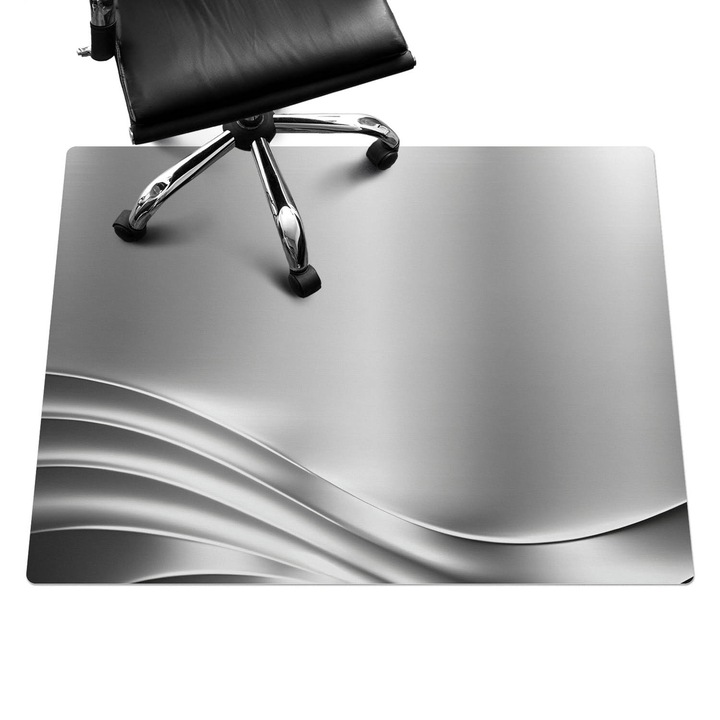 Szék szőnyeg, Wallfluent, Fémes hullámok, Szürke, 120x90 cm, 010250310020100274477