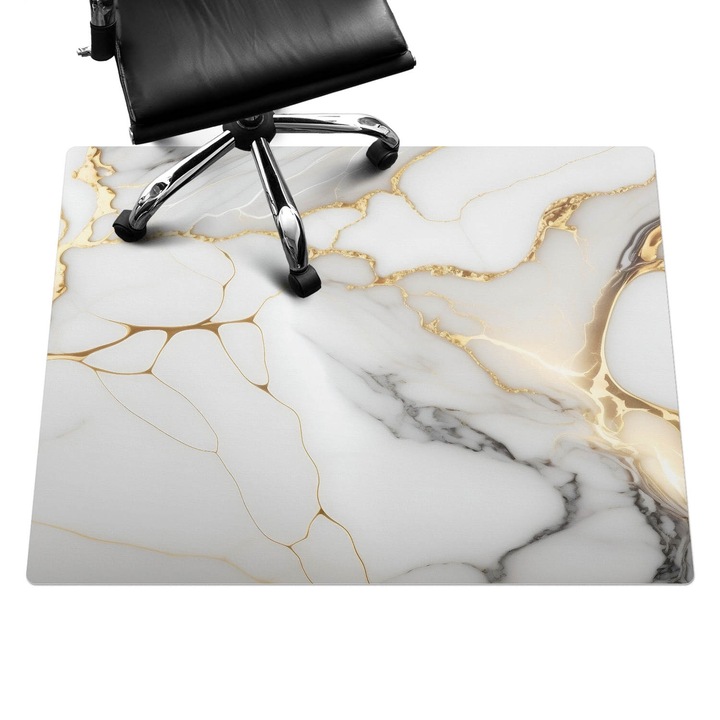 Íróasztal szék alátét, Wallfluent, Márvány vonalak, Fehér, 120x90 cm, 010250310020100282619