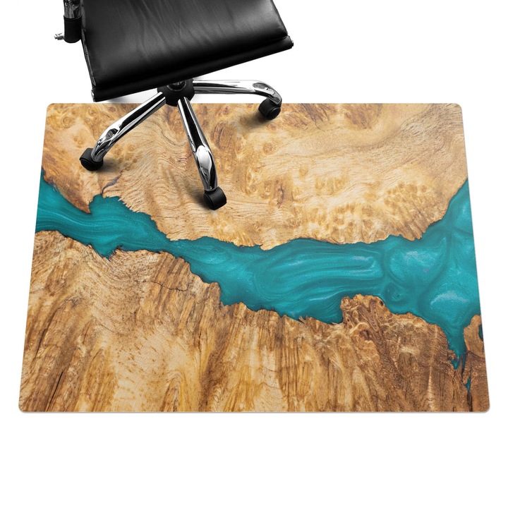 Szék szőnyeg, Wallfluent, Fa mintás gyantával, Barna, 120x90 cm, 010250310020100282687