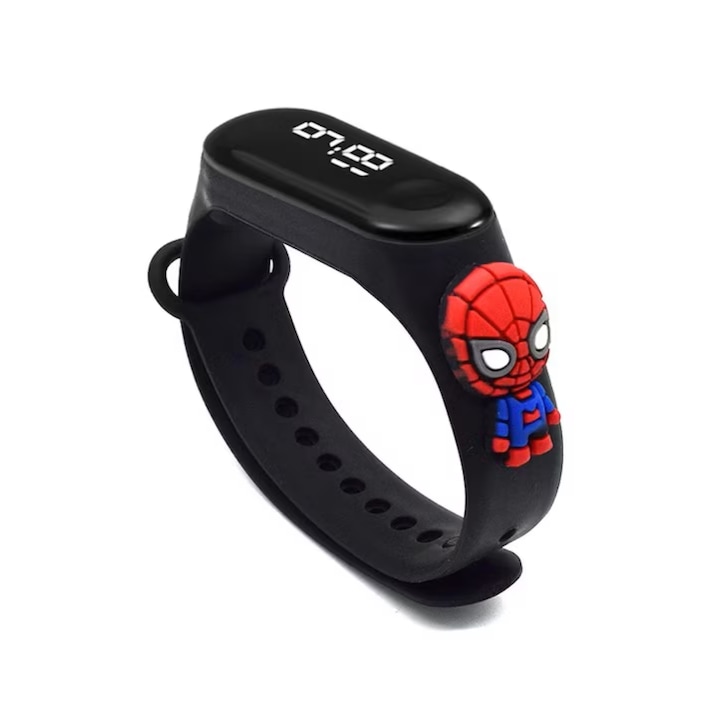 Ceas pentru Copii, model Spiderman, Negru