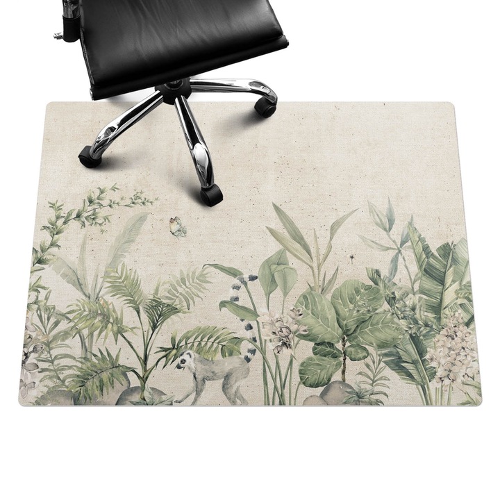 Szék alátét szőnyeg, Wallfluent, Egzotikus dzsungel, Bézs, 120x90 cm, 010250310020100282763
