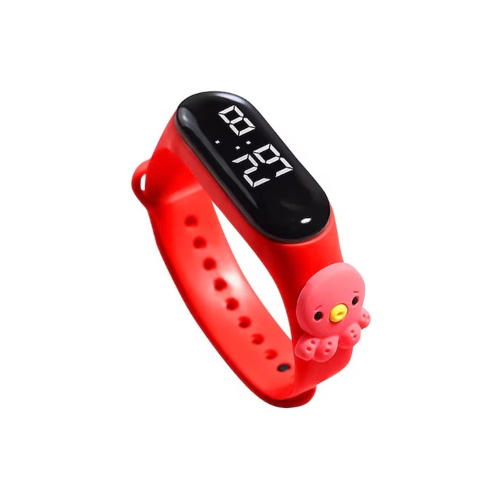 Ceas pentru Copii, model Caracatita, Rosu