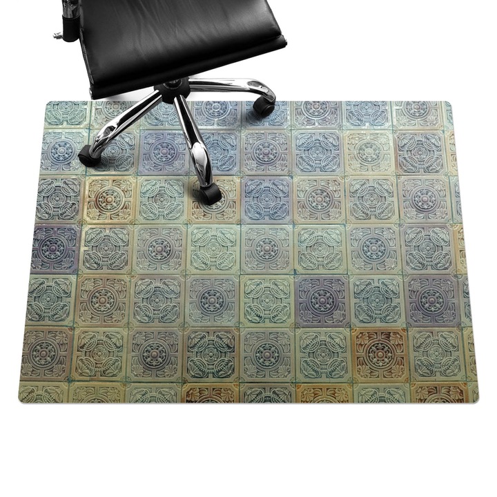 Székalátét, Wallfluent, Retro vintage csempe, Zöld, 120x90 cm, 010250310020100282521