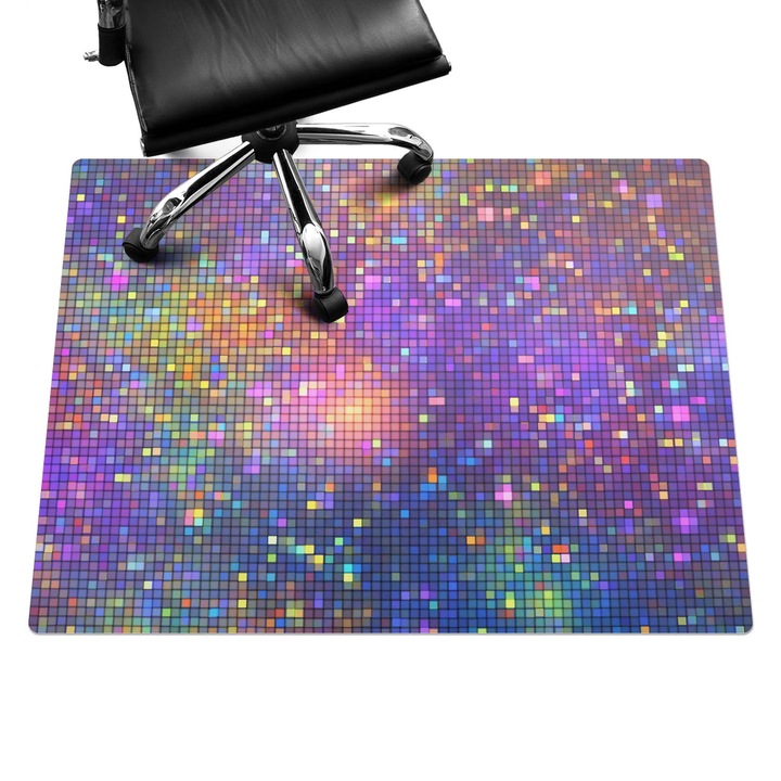 Íróasztal szék alátét, Wallfluent, Pixel mozaik, Lila, 120x90 cm, 010250310020100282899