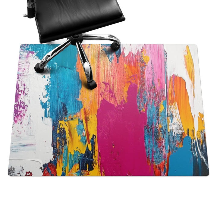 Padlóvédő székalátét, Wallfluent, Absztrakt káosz, Többszínű, 120x90 cm, 010250310020100282866