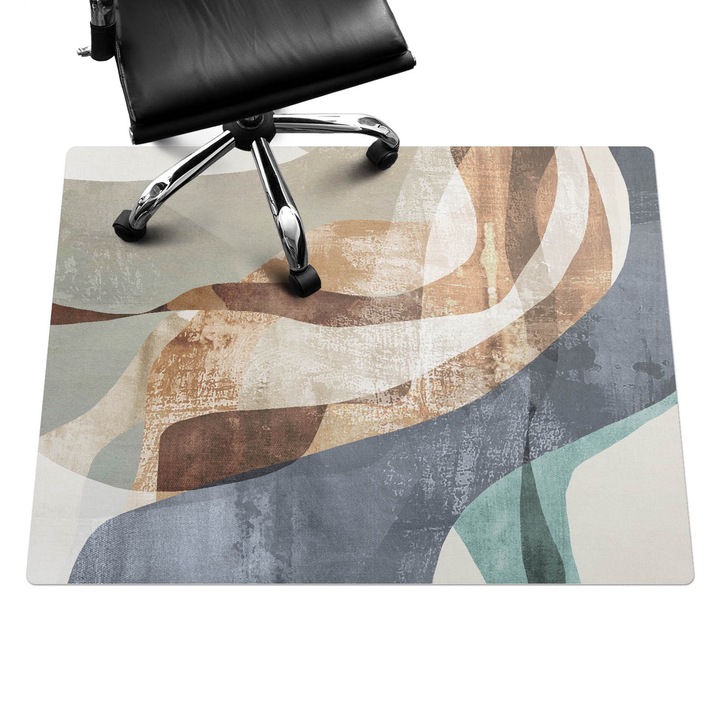 Szék szőnyeg, Wallfluent, Absztrakt hullámok, Barna, 120x90 cm, 010250310020100282729