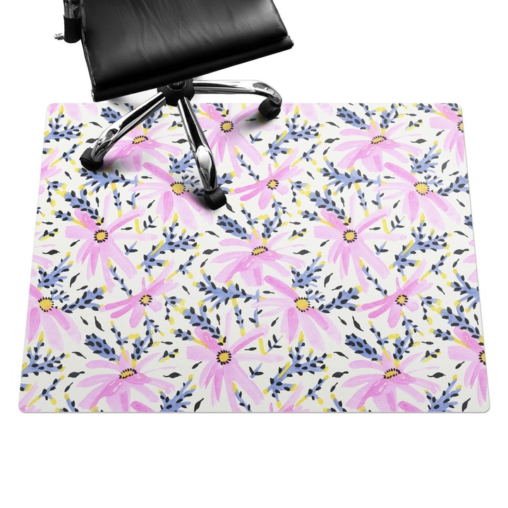 Székalátét, Wallfluent, Pasztell virágmintás, Rózsaszín, 120x90 cm, 010250310020100282789