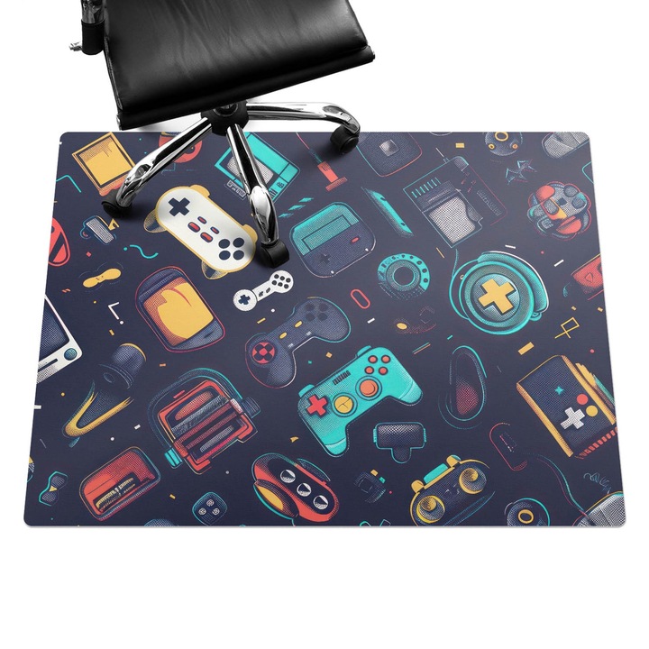 Székalátét, Wallfluent, Retro játékminták, Tengerészkék, 120x90 cm, 010250310020100282891