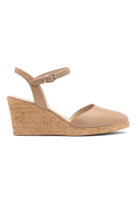 RYŁKO, Espadrile wedge din piele, Bej, 37