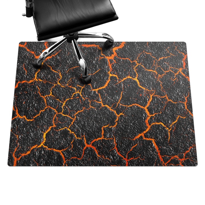 Szék alátét szőnyeg, Wallfluent, Repedt láva, Narancssárga, 120x90 cm, 010250310020100282841