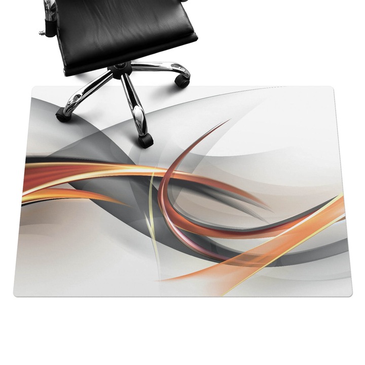 Szék szőnyeg, Wallfluent, Dinamikus hullámok, Fehér, 140x100 cm, 010250310030100006028