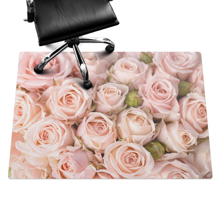 Irodai szék szőnyeg, Wallfluent, Rózsa csokor, Rózsaszín, 140x100 cm, 010250310030100006355