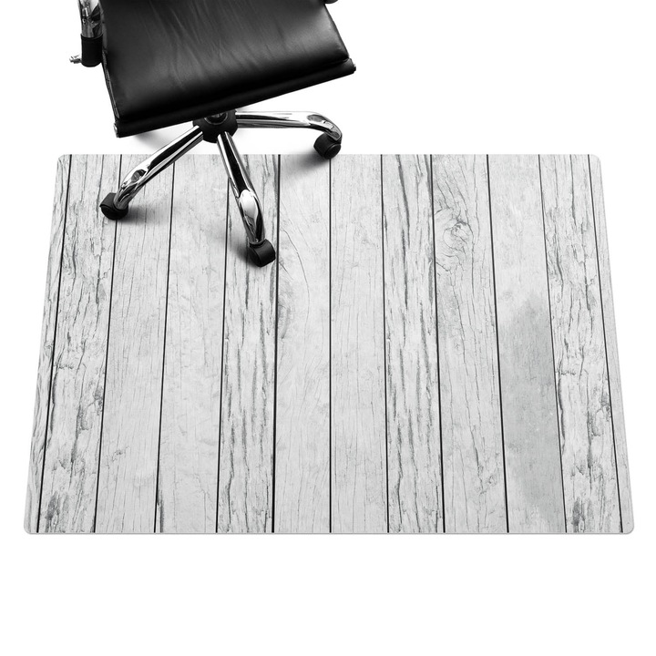 Íróasztal szék alátét, Wallfluent, Fa táblák függőlegesen, Szürke, 140x100 cm, 010250310030100030918