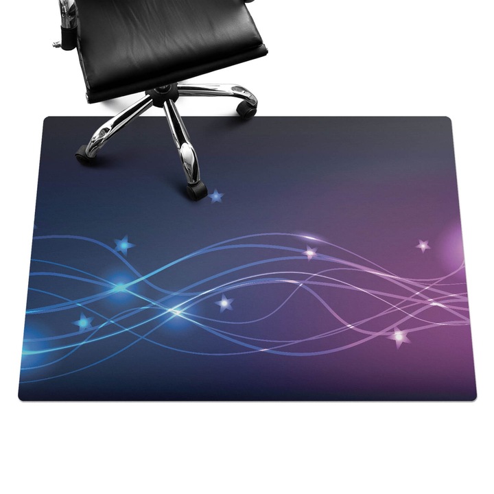 Irodai szék szőnyeg, Wallfluent, Hullámok és csillagok éjjel, Tengerészkék, 140x100 cm, 010250310030100019158